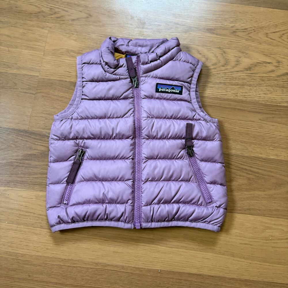 Baby Toddlers Girls Patagonia Verbena Purple Down Sweater Puffer Vest Sz 3-6 M